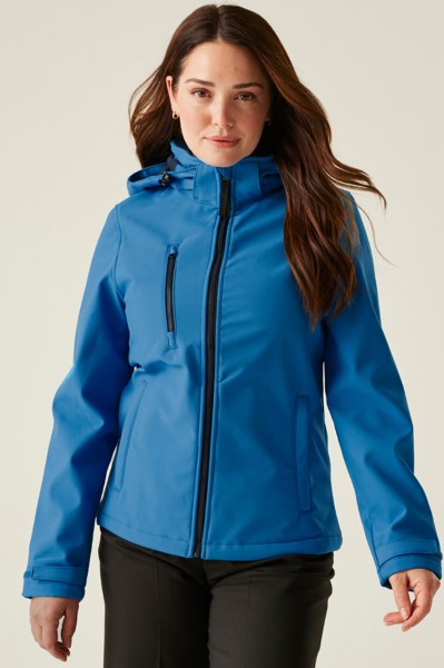 Women's Venturer 3 Layer Hooded Printable Softshell Jacket - Black / Black / 8 (XS)