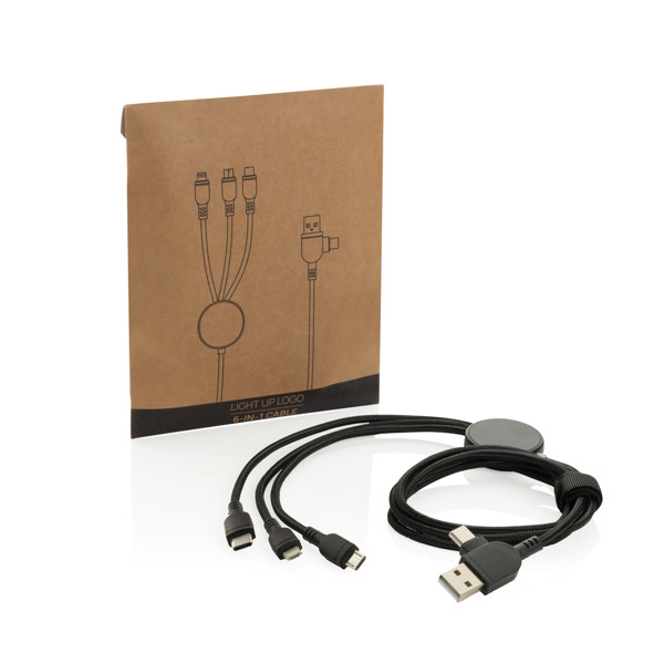 Valgustusega 6-ühes laadimiskaabel