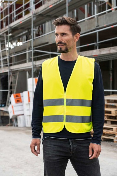 Basic Safety Vest For Print "Karlsruhe" - 2 Velcro - Yellow / 2XL