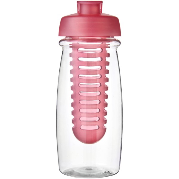 Bidon H2O Pulse® o pojemności 600 ml z wieczkiem zaciskowym zmożliwością przyrządzania wody smakowej - Przezroczysty / Różowy