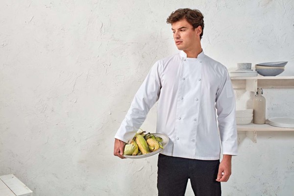 Chef's Long Sleeve Coolchecker® Jacket With Mesh Back Panel - White / XL