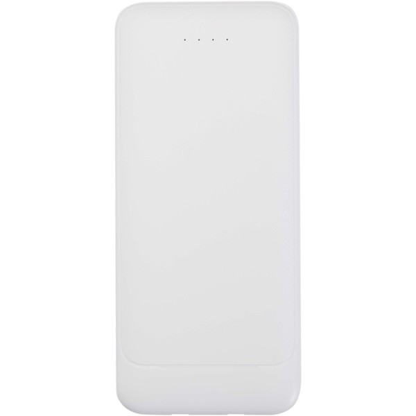 Adhil 10 W 10.000 mAh Powerbank aus recyceltem Kunststoff mit 2 integrierten Kabeln - weiss
