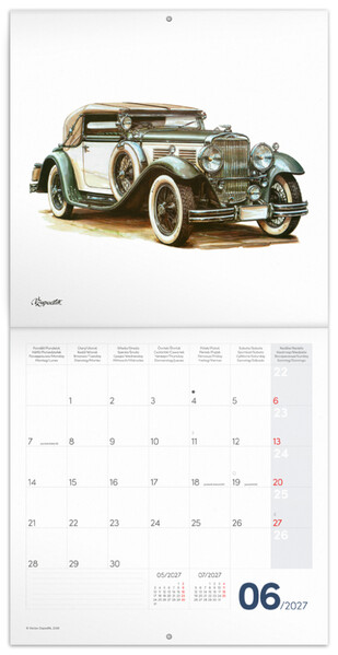 Notique Poznámkový Kalendář Classic Cars – Václav Zapadlík 2027, Plastic Free, 30 x 30 cm