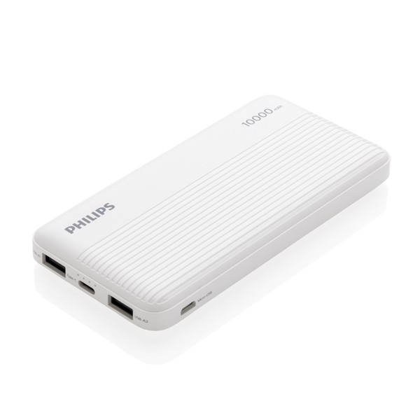 Philips 10.000 mAh slim powerbank, hvid