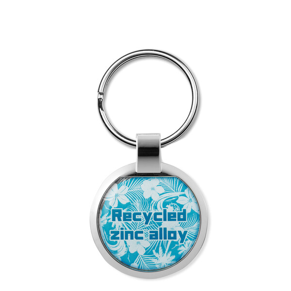 Round recycled zinc alloy, doming keychain - M1 ring / Tissue paper wrapping