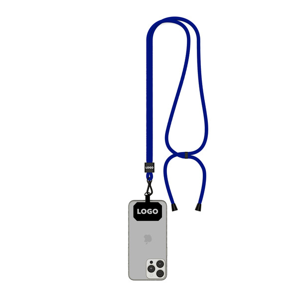 Crossbody 2-farvet telefonholder med ledning lavet af polyester - Reflex Blue C / Sort tilbehør