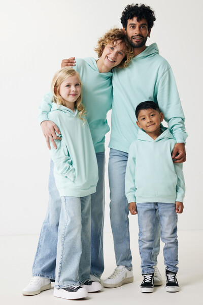 IQONIQ Yengo kids recycled cotton hoodie with sidepockets - Crushed Mint / 34