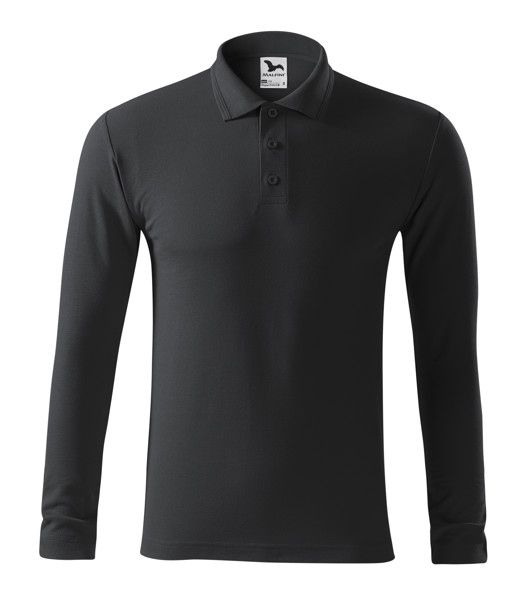 Polo Shirt Men’S Malfini® Pique Polo Ls - Ebony Gray / 2XL