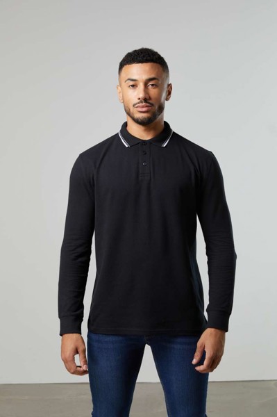 Polo majica dugih rukava s vrhom 100 - Bijela / Deep Crna / M