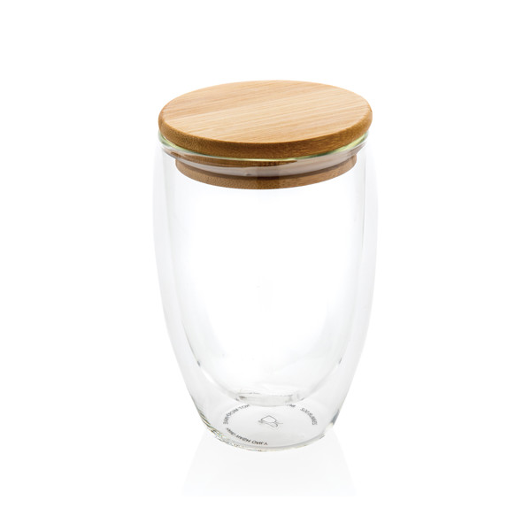 XD - Double wall borosilicate glass with bamboo lid 350ml