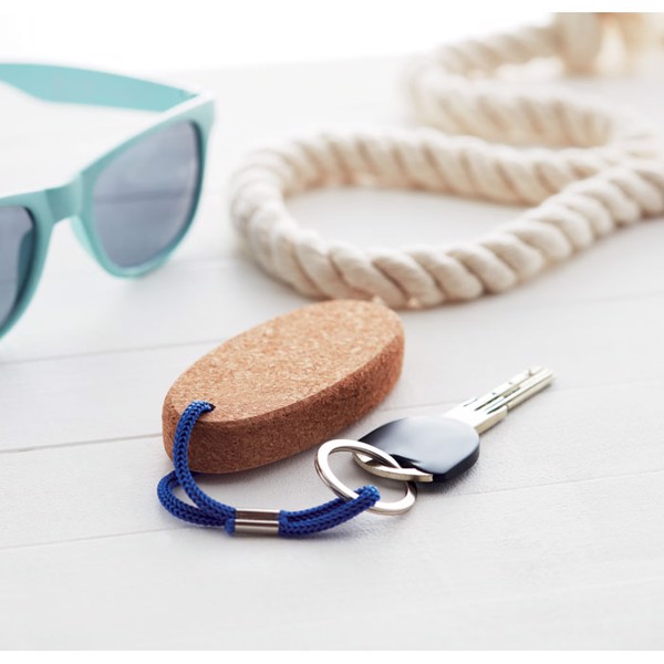 Boat floating cork key ring, 90x40 mm - Black