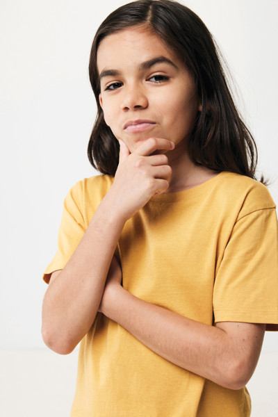 IQONIQ Koli kids lightweight recycled cotton t-shirt - Ochre Yellow / 56