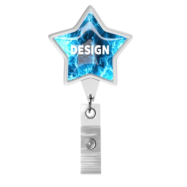 Retractable badge reel in star shape with logo - Belt Clip