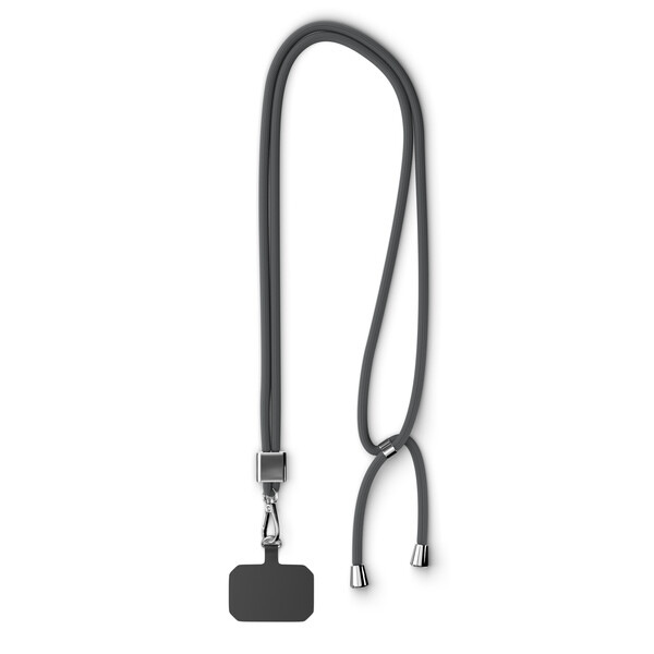 Moderno cordão cruzado para telemóvel em poliéster - Charcoal Grey / Acessórios prateados