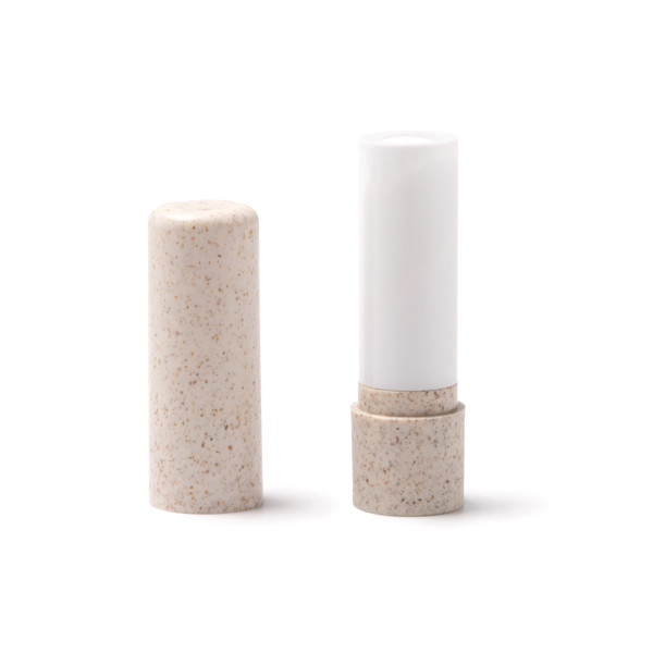 Personalised lip balm made from wheat fibre SPF15 with vanilla scent