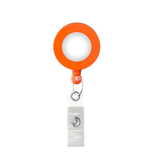 Zwijany identyfikator w okrągłym kształcie z logo ⌀2cm - Pomarańczowy / Klips do paska