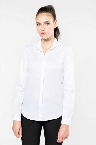 Ladies' Long-Sleeved Twill Shirt - White / 2XL