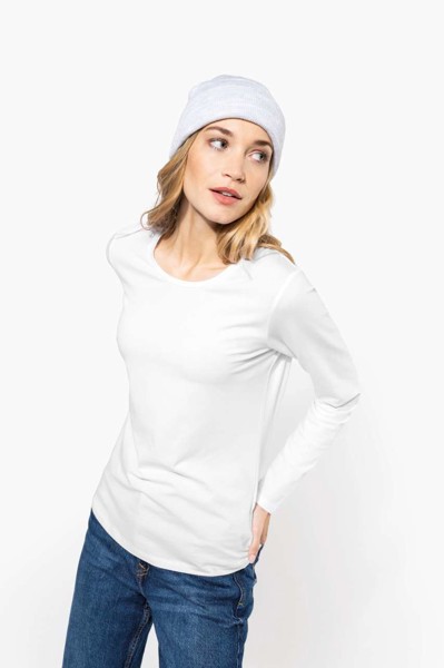Ladies Long-Sleeved Crew Neck T-Shirt - White / L