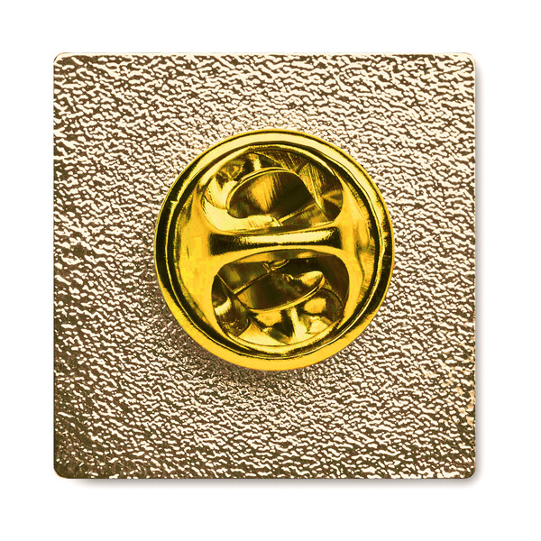 Square metal lapel pin with doming - Brass / Individual polybag