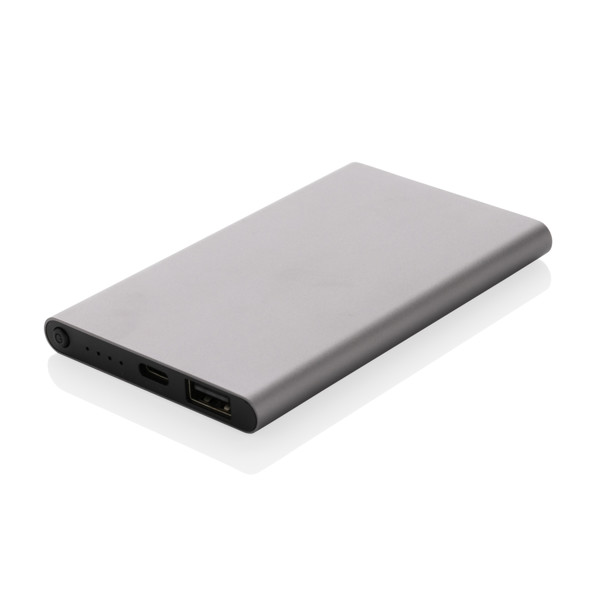Powerbanka 4000mAh s USB C z RCS recykl. plastu a hliníka - Antracitová