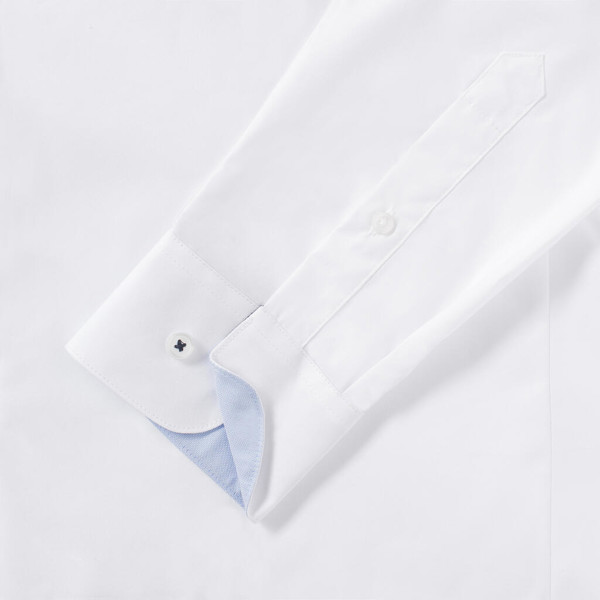 Men'sLS Tailored Contrast Ultimate Stretch Shirt - White / Oxford Blue / Bright Navy / 4XL