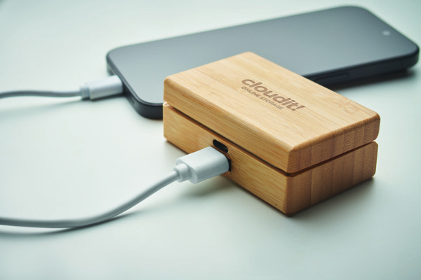 Orebam TWS ušesni čepki, etui iz bambusa, 1200 mAh power bank