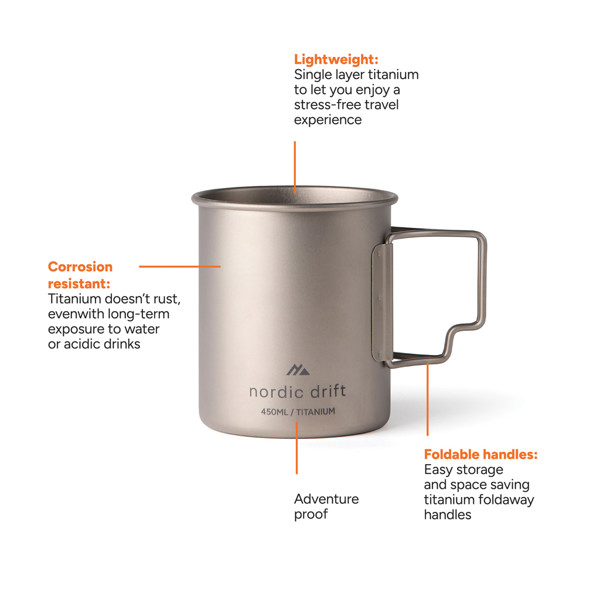 Nordic Drift Trail Ultra Light Titanium 450ml Cup