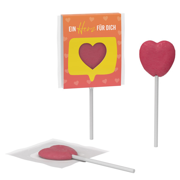 Promotional lollipop in cardboard packaging