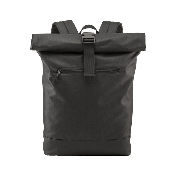 Recycled Polyester R-Pet Pc  (17") Backpack With Exterior Zippered Pocket - Black