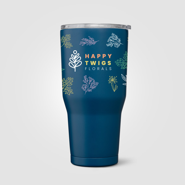 Gobelet Grosche Yukon, acier inoxydable, couvercle coulissant - 890 ml - Bleu de Minuit / Sérigraphie