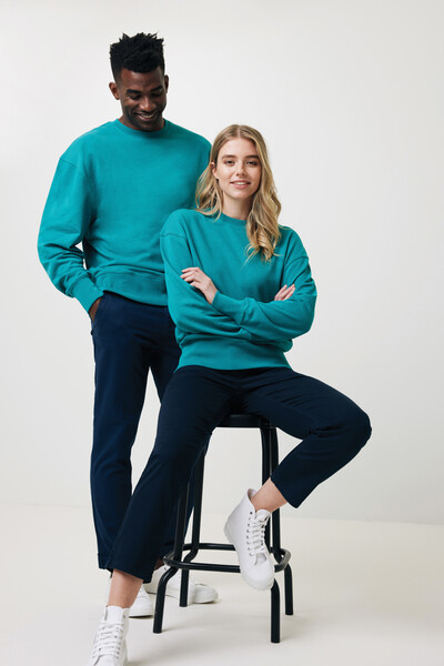 Mikina Iqoniq Kruger relaxed fit z recykl. bavlny - Verdigris / M