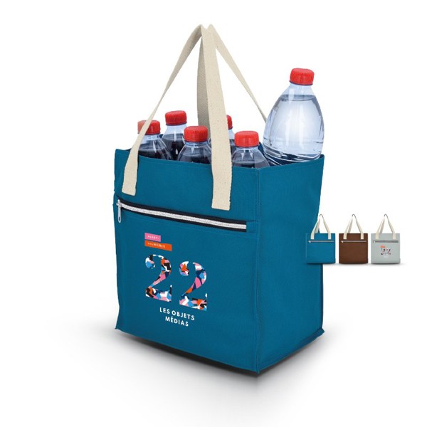 SAC SHOPPING 6 BOUTEILLES - Gris