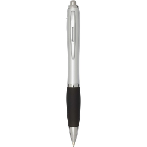 Nash RCS recycled plastic ballpoint pen with silver barrel and coloured grip (black ink) - Black