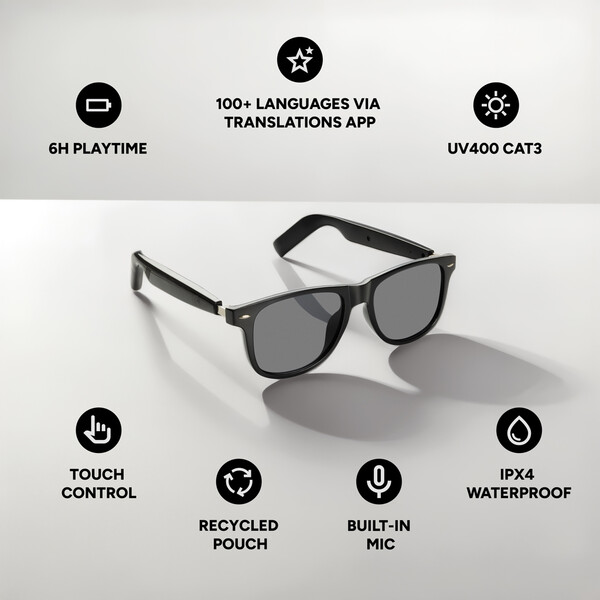 Lunettes audio dotées de l'IA avec fonction traduction Miro