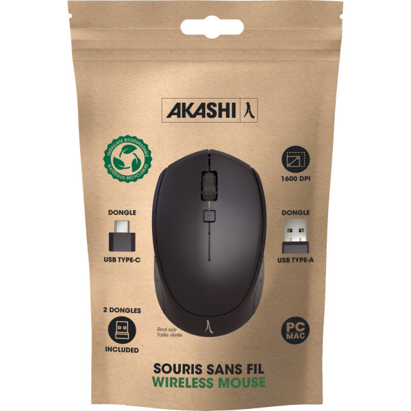 CHUZUMO - SOURIS ÉCO SANS FIL DOUBLE DONGLE (USB-A + USB-C)