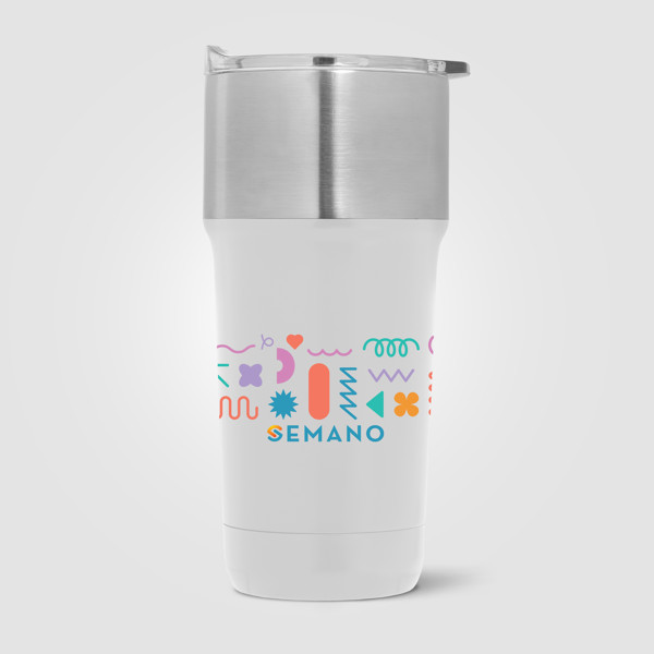 Optimus - 590 ml Double Wall Stainless Tumbler with Ceramic Interior - White / 4 Colour inkjet