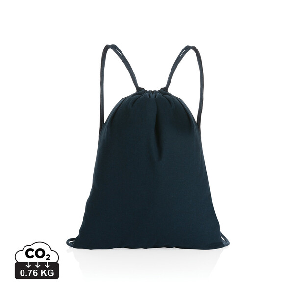 Sac à dos cordelettes en coton recyclé 145 gr Impact AWARE™ - Bleu Marine