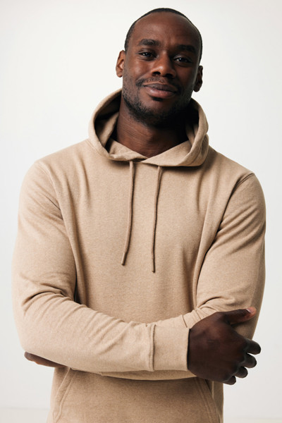 Sweat à capuche en coton recyclé et non teinté Iqoniq Torres - Heather Brown / L