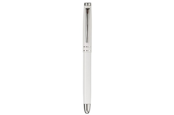 Pen set 2 stripes barrel metal - White