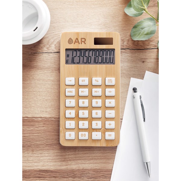 Calcubim bamboo calculator, 12 digit, solar power