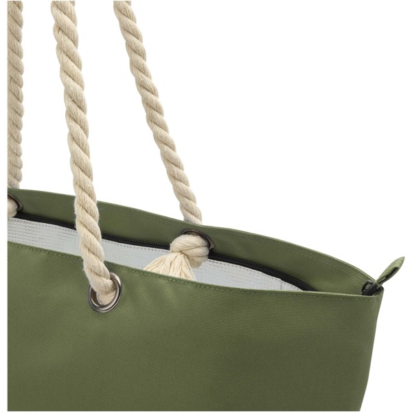 Sac shopping Panama recyclé GRS isotherme de plage avec poignées en cordelette 23L - Olive
