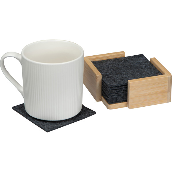10 felt coasters in bamboo stand CELESTE - Anthracite