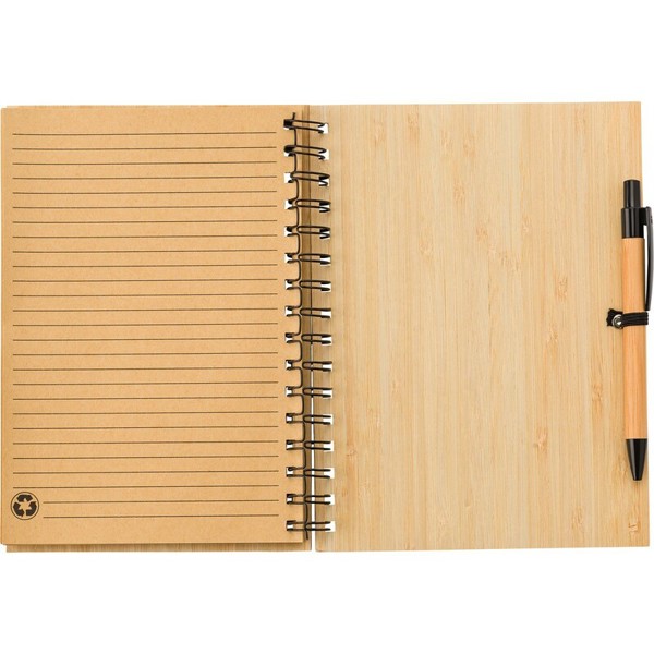 Bamboo notebook A5 with ball pen