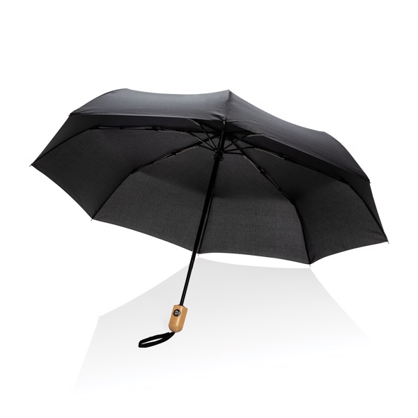 21" bambus auto-open/close deštník Impact ze 190T RPET AWARE - Černá