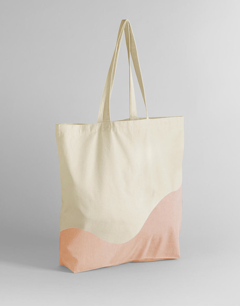 Organic Cotton Wave Print Maxi Tote - Natural / Black / ONE SIZE
