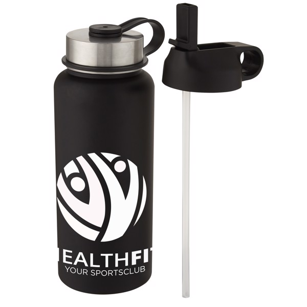 Supra 1 L copper vacuum insulated sport bottle with 2 lids - Black