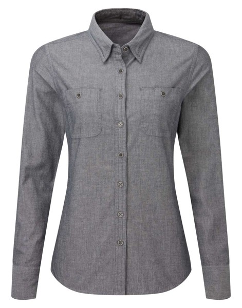 ŽENSKA ORGANSKA KOŠULJICA OD ŠAMBREA ​​IZ POŠTENE TRGOVINE - Siva Denim / L
