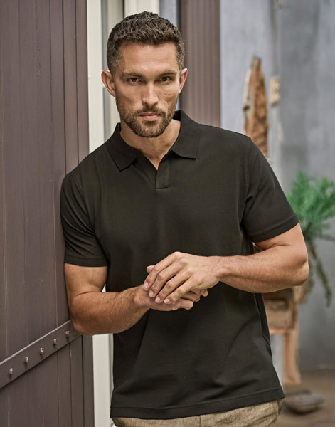 Luxury Stretch V-Neck Polo - White / 2XL