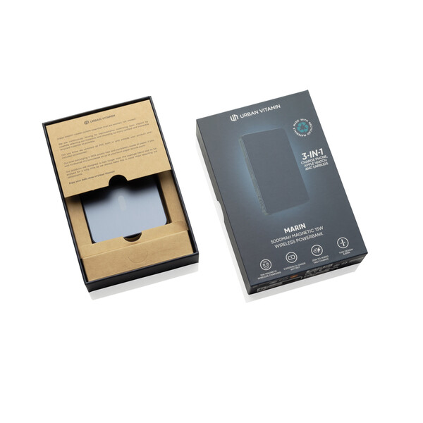 Powerbank magnétique 5000 mAh et 15W Urban Vitamin Marin - Bleu