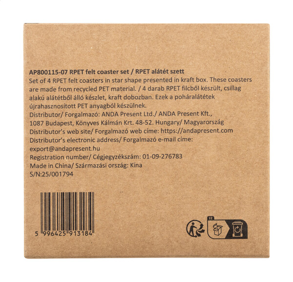 Rpet Christmas Coaster Set Vagnes - Red